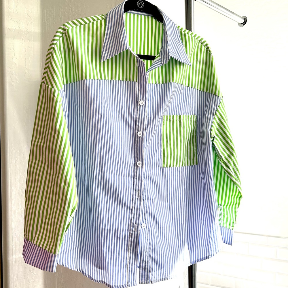 SHEIN oversized menswear style button up shirt